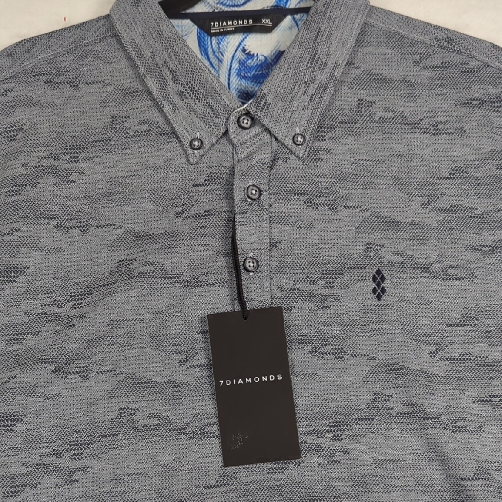 NEW 7 Diamonds Ace Navy Blue Performance Golf Polo Mens Size XXL‎